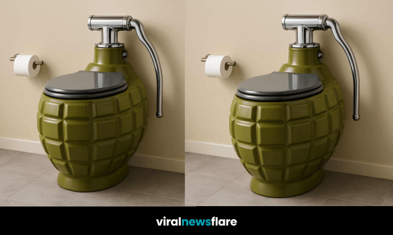 Stylish grenade-shaped toilet design adding humour and character to a contemporary bathroom.
