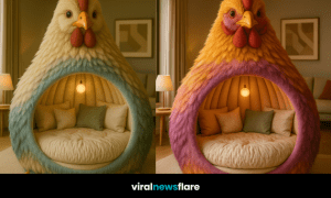 Collection of colourful chicken-shaped armchairs showcasing unique designs and cosy interiors in modern living spaces.