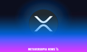 XRP logo glowing against a blue and purple gradient background, featured in Metaversopia News’ Web3 Weekly crypto update.