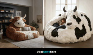 Collection of plush cow-shaped sofas in various designs bringing comfort and charm to home interiors