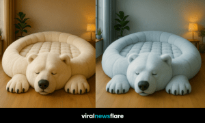 Collection of pastel polar bear-shaped beds in cream, blue, lavender, and pink for luxury bedroom décor.