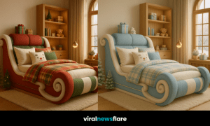 A collection of colourful sleigh beds in festive and pastel tones, designed for cosy modern bedrooms.