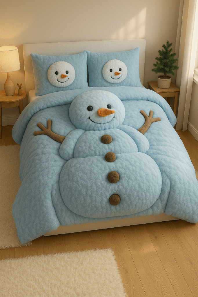 Baseball Snowman 3-Piece Quilted Bedding Set GFTOTL1518 main image 0