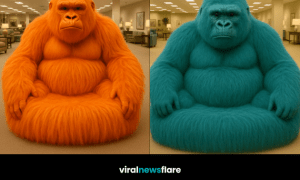 Oversized gorilla lounger chairs in brown, orange, teal and purple statement designs