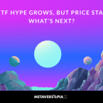 Illustrated crypto landscape representing rising XRP ETF hype while XRP price remains stalled ahead of a potential market move