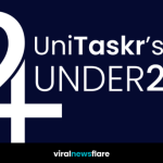 Official UniTaskr 24 Under 24 Awards logo showcasing bold white text on a navy background, representing the celebration of the UK’s young creative leaders.
