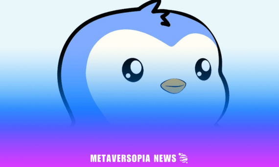 Web3 Weekly Cute Pudgy Penguin-style NFT character with a blue gradient background used as a Metaversopia News header graphic
