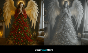 Angel Christmas tree featuring illuminated wings, halo and sculptural festive design