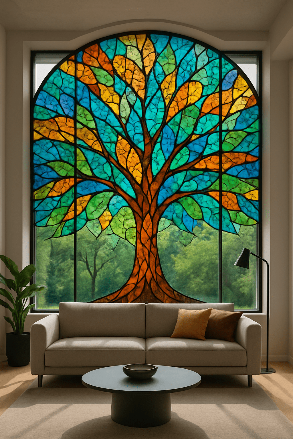 Custom Window Tree Stained Glass Tree Windows: Nature-Inspired Statement Features