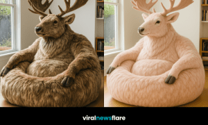 Collection of oversized reindeer armchairs in pink, brown, chestnut and grey tones