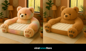 Collection of oversized teddy bear armchairs in pastel blue, pink, and classic brown tones