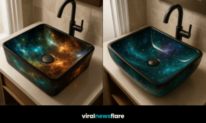 Luxury galaxy bathroom sink design inspired by nebulae and deep space