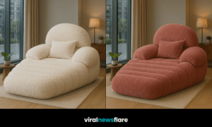 A modern oversized lounge chair displayed in a contemporary living room, showcasing plush curves and luxurious comfort.