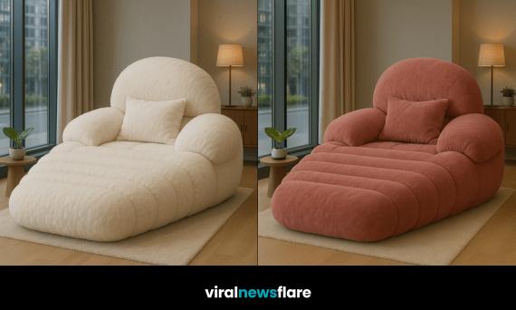 A modern oversized lounge chair displayed in a contemporary living room, showcasing plush curves and luxurious comfort.