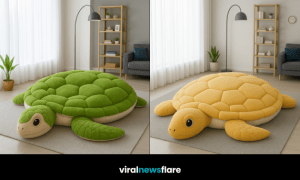 Collection of oversized turtle-shaped plush floor cushions in multiple colours