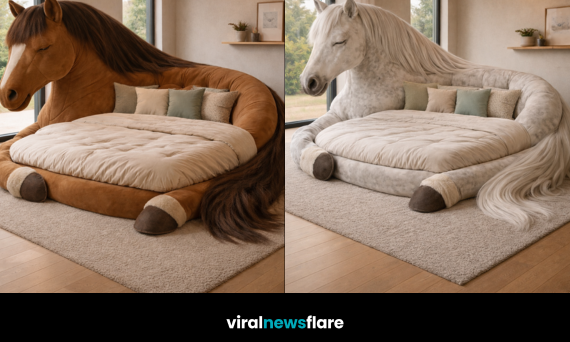 Sculptural horse-shaped statement bed designed for luxury modern bedrooms