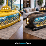 Luxury submarine aquarium coffee table transforming modern living room décor