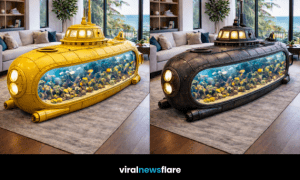 Luxury submarine aquarium coffee table transforming modern living room décor