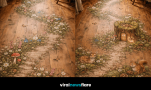 Enchanted woodland path floor artwork transforming wooden flooring into a magical forest scene