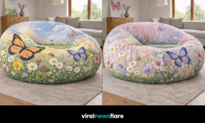 Oversized butterfly meadow bean bag chair bringing nature-inspired comfort and artistic design to modern interiors