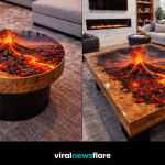 Volcanic rift resin coffee table with glowing lava effect as a modern luxury centrepiece