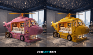 Luxury rescue helicopter beds in modern children’s bedrooms with starry ceilings