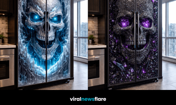 Statement skull fridge designs transforming luxury kitchens with bold artistic style