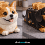 Collection of dog-shaped toasters featuring corgi, bulldog and dachshund designs