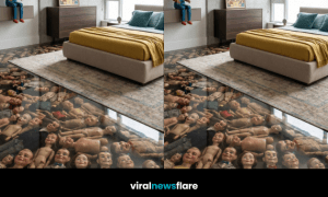 Statement epoxy resin bedroom floor featuring preserved marionette puppets beneath a high-gloss transparent surface