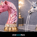 Collection of luxury unicorn head taps in pink, silver, gold, and black finishes