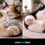 Oversized cat-shaped plush armchairs creating cosy statement seating in modern interiors