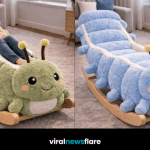 Oversized plush caterpillar rocking lounger chair showcasing playful design and ultimate comfort
