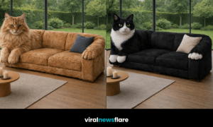 Collection of luxury cat-shaped sofas in various colours styled in modern living spaces