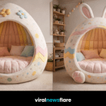 cosy Easter egg pod chair with pastel colours and soft cushions in a modern home