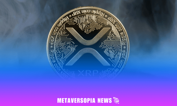 Close-up of an XRP coin with circuit detailing emerging through mist, symbolising blockchain technology and crypto market trends