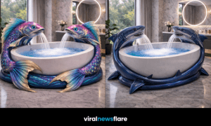 Collection of unique animal-inspired luxury bathtubs including octopus, dolphin, fish, and shark designs