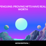 Futuristic purple and blue landscape with planets and mountains representing Pudgy Penguins proving real-world value in NFTs and Web3