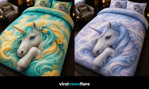 Collection of magical unicorn bedding sets featuring pastel fantasy designs and cosy bedroom aesthetics