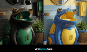 Colourful frog-shaped bathroom vanity units transforming modern bathrooms with playful décor