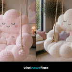 Collection of oversized cloud-shaped hanging chairs in pastel colours designed for cosy luxury interiors