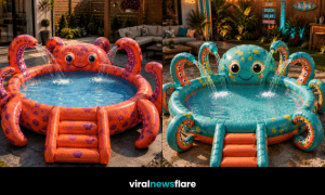 Colourful inflatable octopus paddling pools transforming modern gardens into playful summer spaces