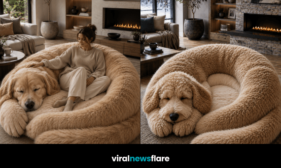 Oversized plush dog-shaped loungers creating cosy luxury living room seating spaces