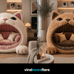 collection of oversized cat-shaped lounge chairs in different colours styled in contemporary living rooms