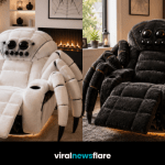 Luxury Spider Recliner Chair in a contemporary living room, combining plush comfort with bold Halloween-inspired furniture design.