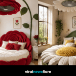 Collection of luxury flower bed ceiling fan designs featuring rose, lavender, daisy and sunflower-inspired beds with integrated floral cooling fans.