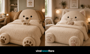 Collection of cosy animal beds featuring puppy, lamb, cat and bunny-inspired designs for playful modern bedrooms