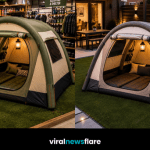 Spacious inflatable camping tent with air-beam structure showcasing the growing easy-pitch outdoor camping trend.
