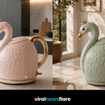 Elegant swan-shaped kettle showcasing the whimsical statement appliance trend for stylish modern kitchens.
