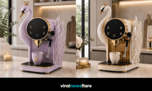 Luxury swan coffee machines combining sculptural bird designs, decorative wings and elegant metallic detailing.