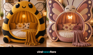 Collection of imaginative bug beds inspired by butterflies, bumblebees, spiders and ladybirds for playful children's bedrooms.